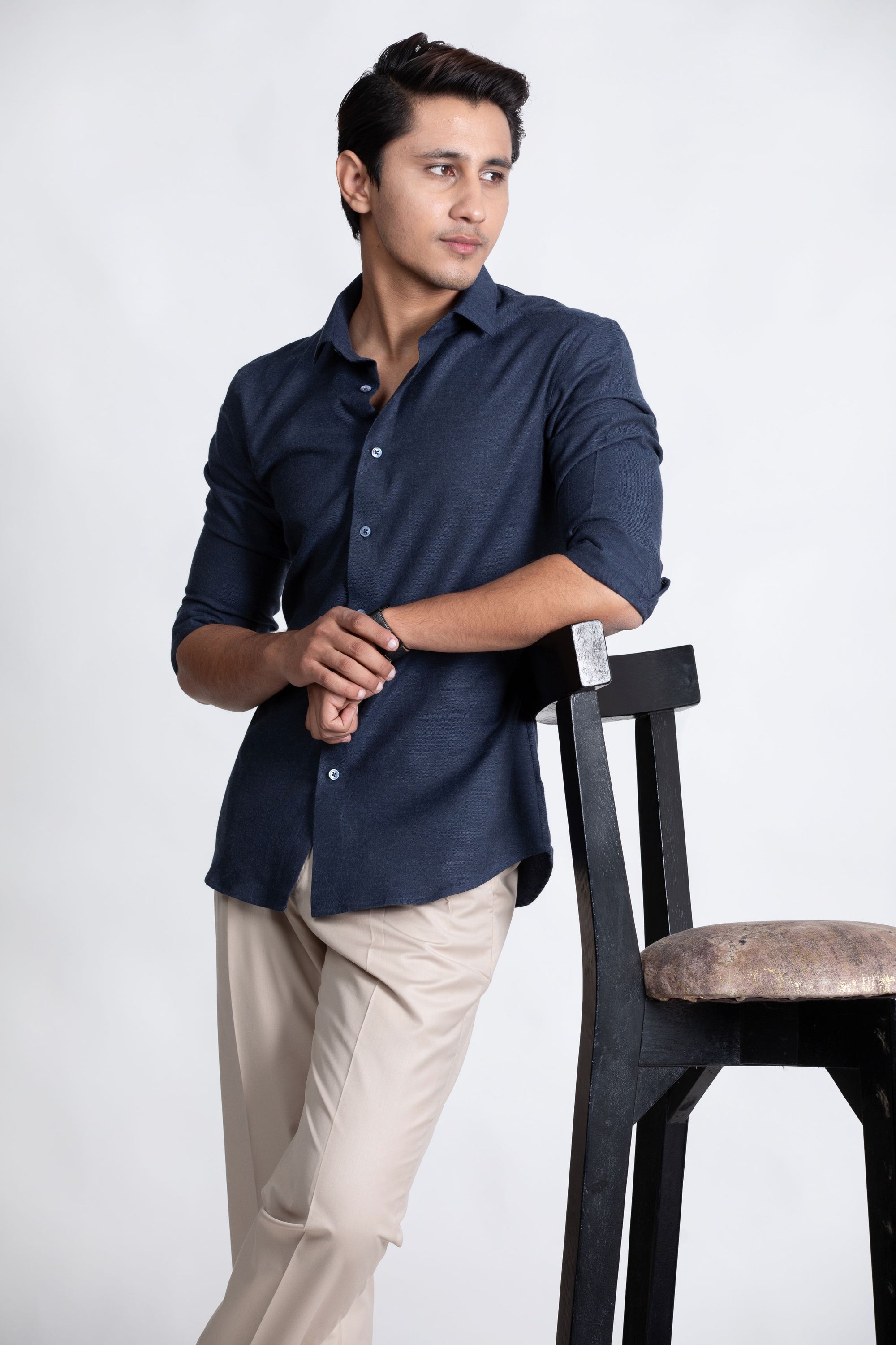 Blue Classic Shirt in Luxury Brushed Cotton