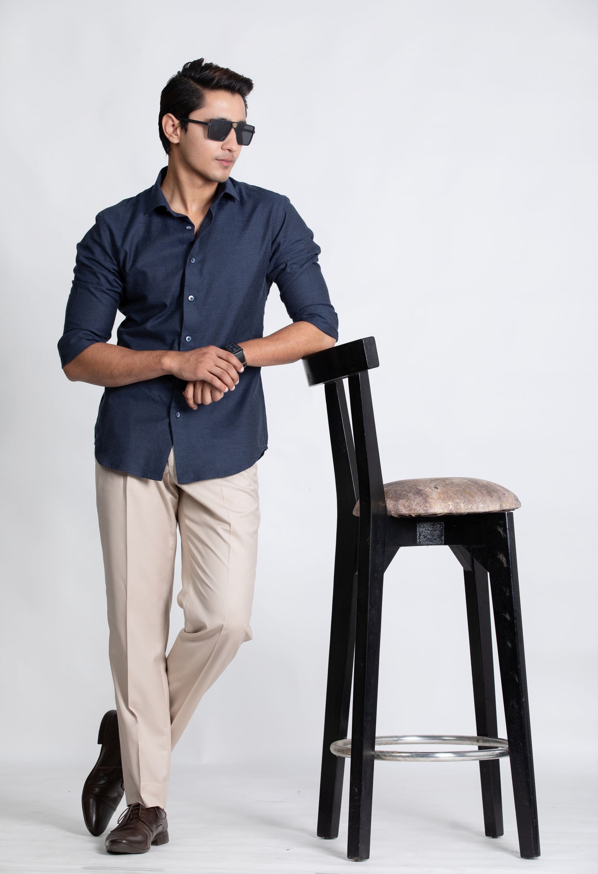 Blue Classic Shirt in Luxury Brushed Cotton