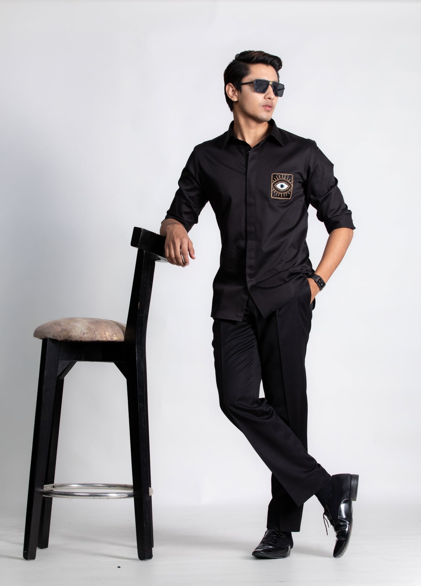 Black Shirt with Embroidery