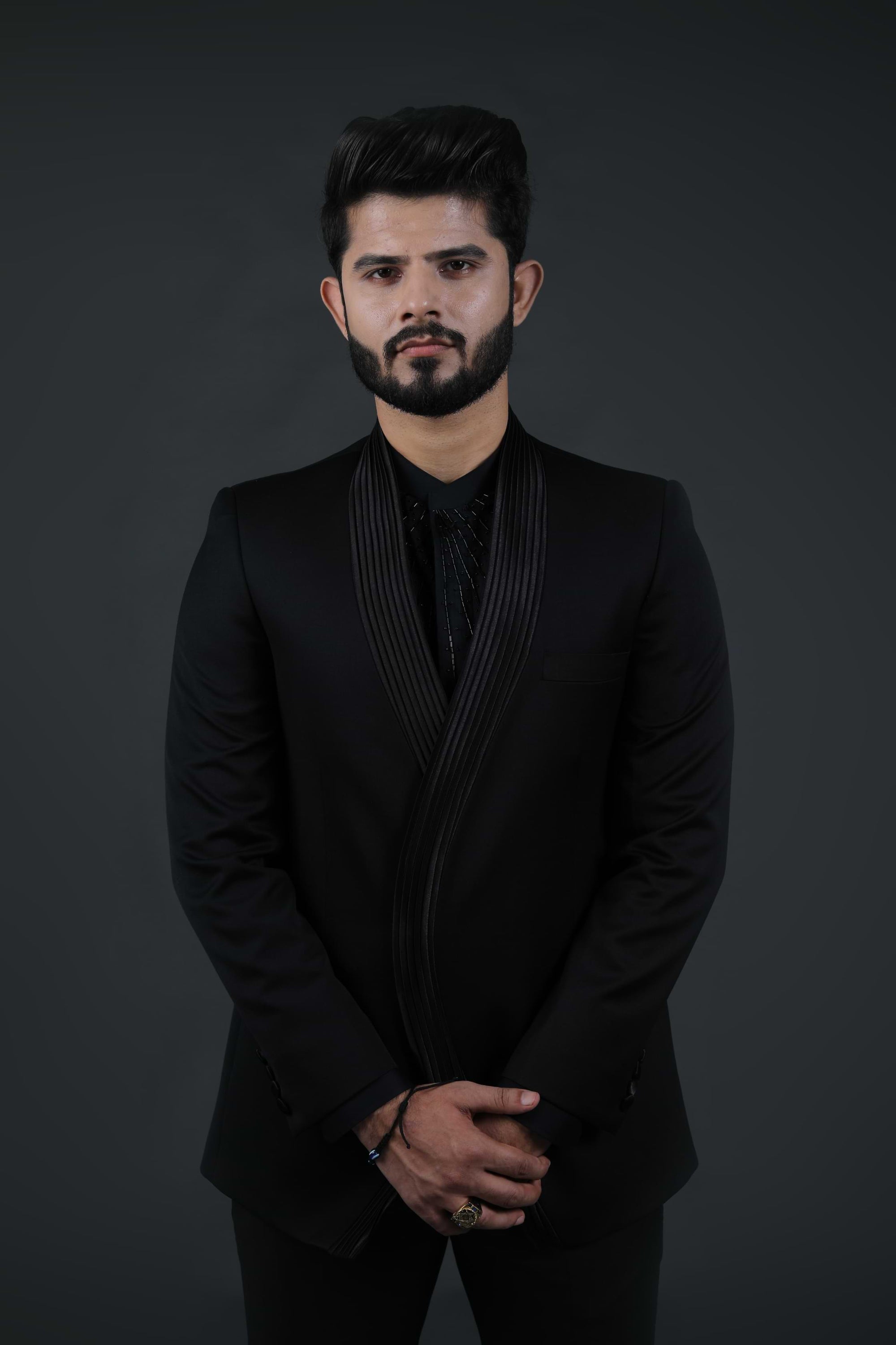 Concept Black Pleated Tuxedo Suit