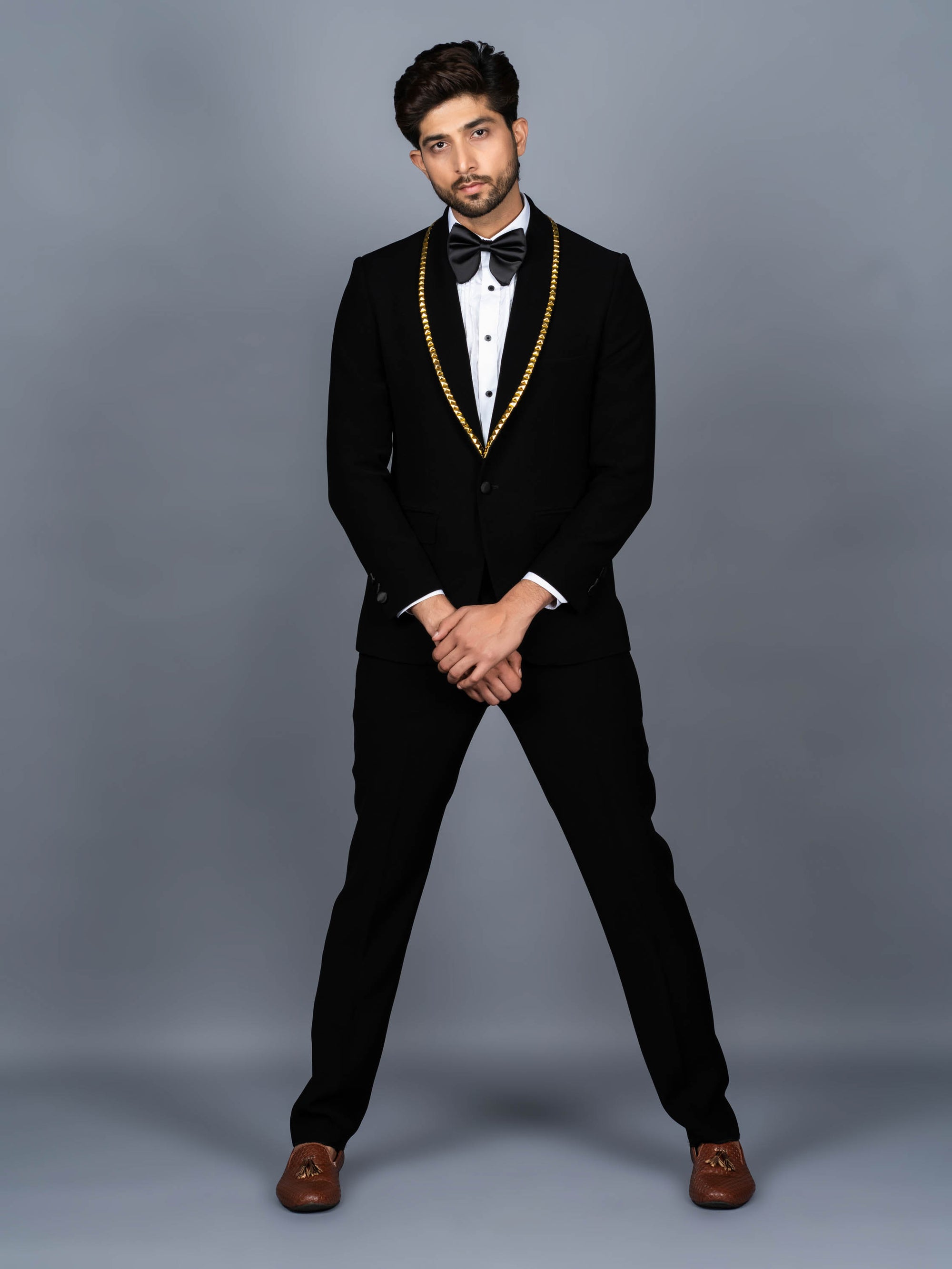 Concept Golden Metal Black Tuxedo Suit