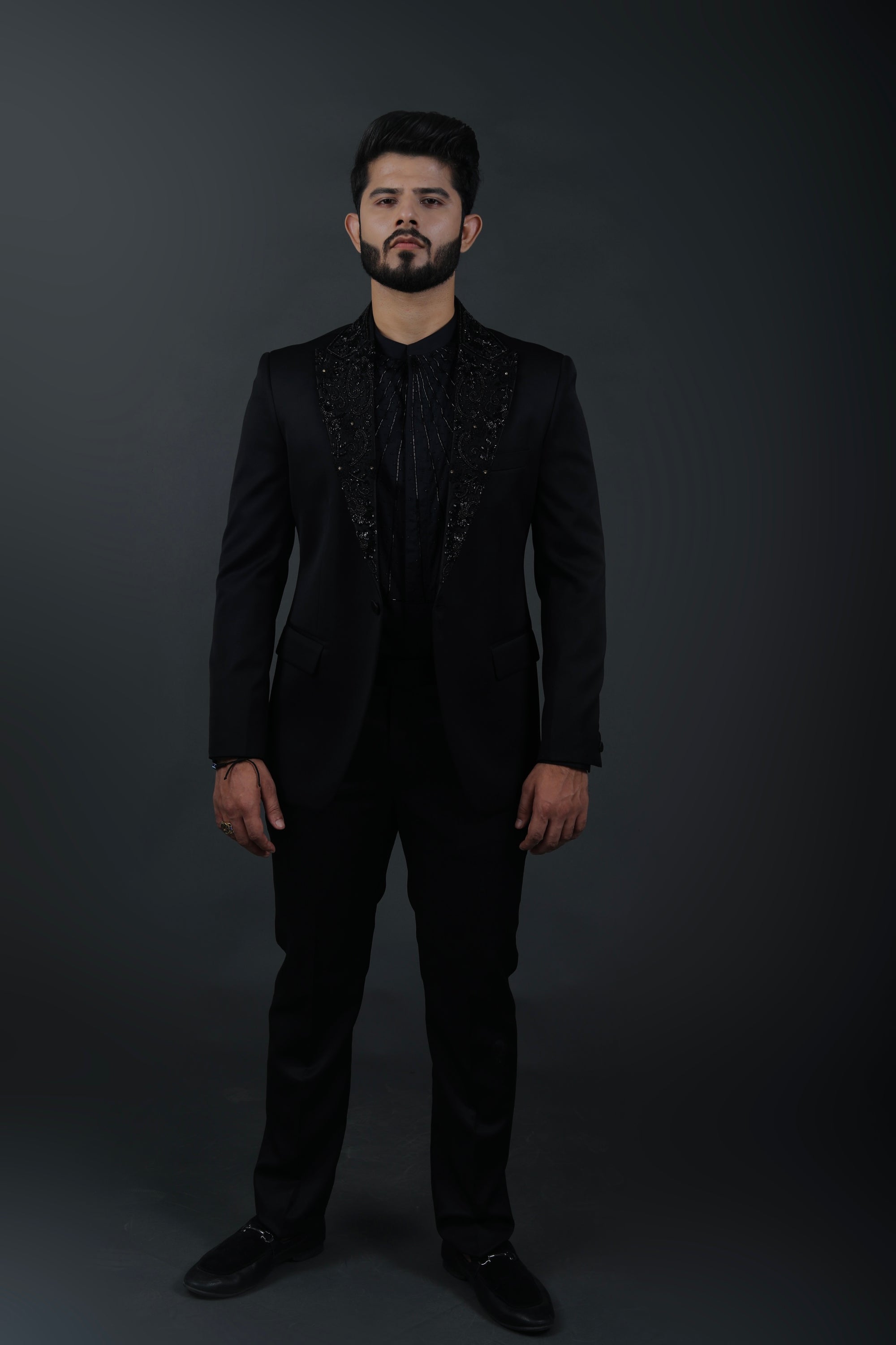 Tuxedo Suit With Embroidery