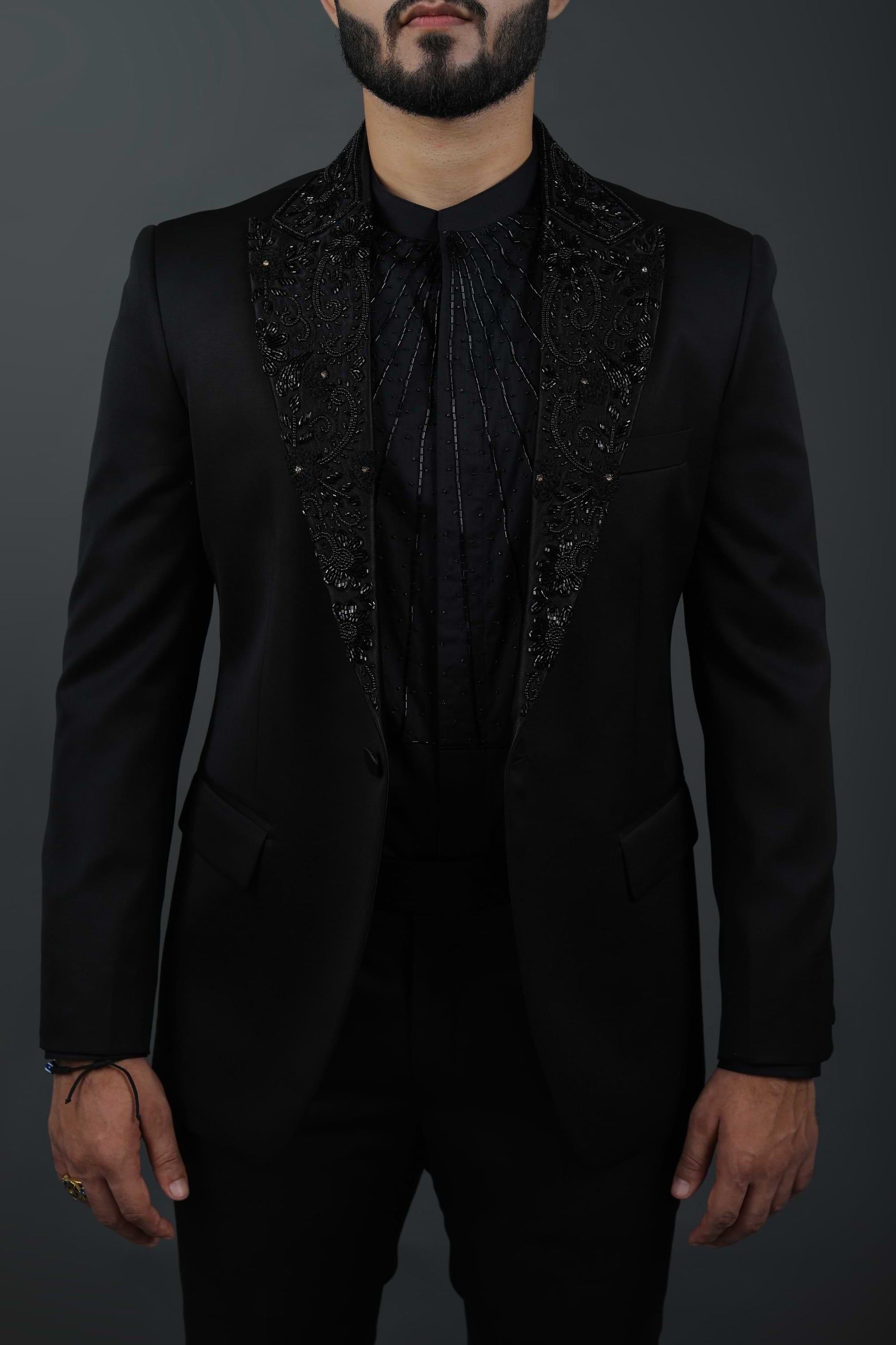 Tuxedo Suit With Embroidery