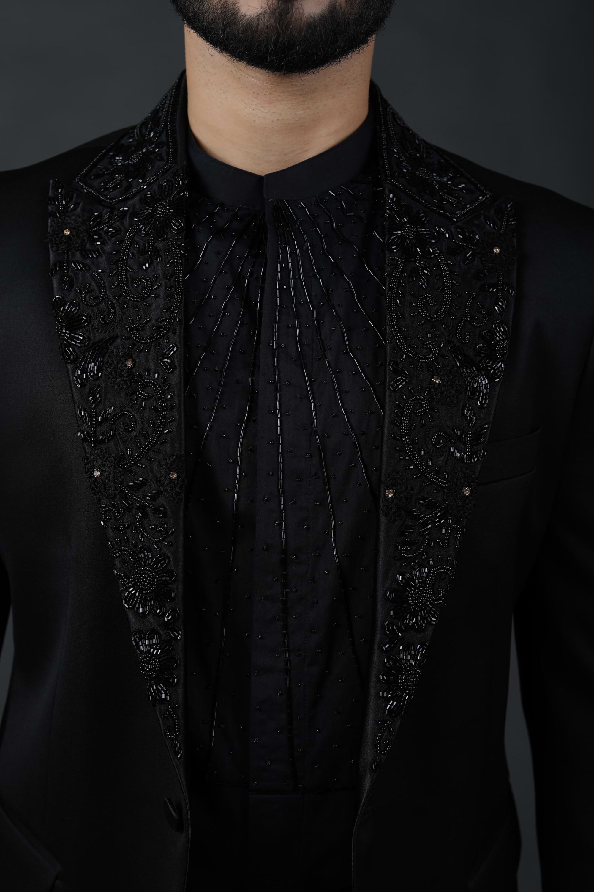 Tuxedo Suit With Embroidery